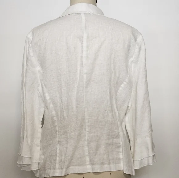 White Ruffled Linen Blouse - Picture 3 of 8